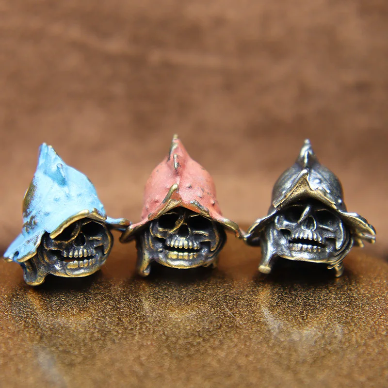 British Devil Skull Head Helmet Knife Lanyard Pendants Punk Brass Paracord Beads EDC Outdoor DIY Umbrella Rope Tool Accessories