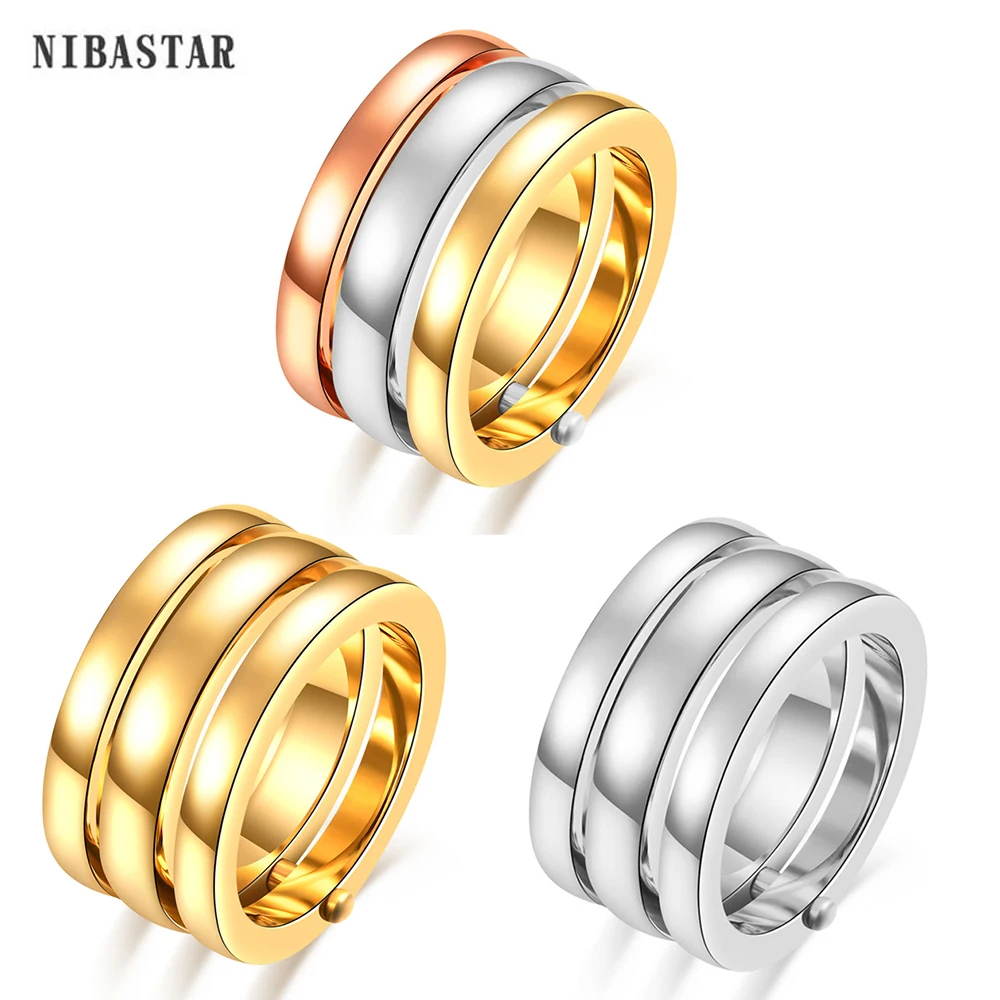 Classic 3 Finger Ring For Women Fashion Stainless Steel 3 Pieces/Set Ring Engagement Wedding Lady Finger Jewelry Wholesale