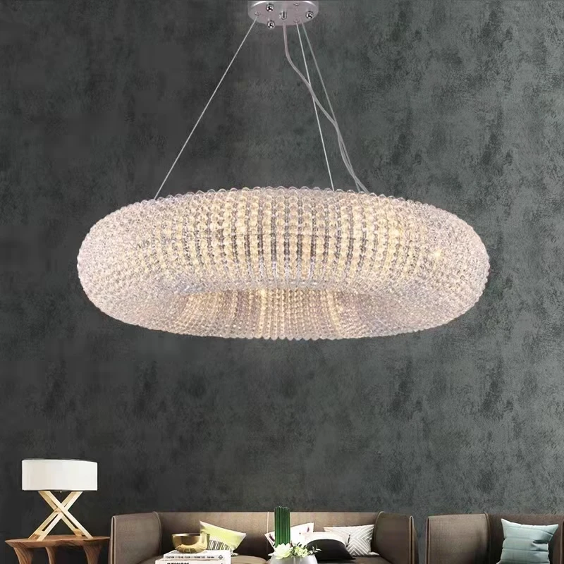 

Modern Luxury Crystal Chandeliers Round Chrome Gold LED Ligh Dining Living Room Bedroom Home Indoor Light Fixtures Cristal Lamps