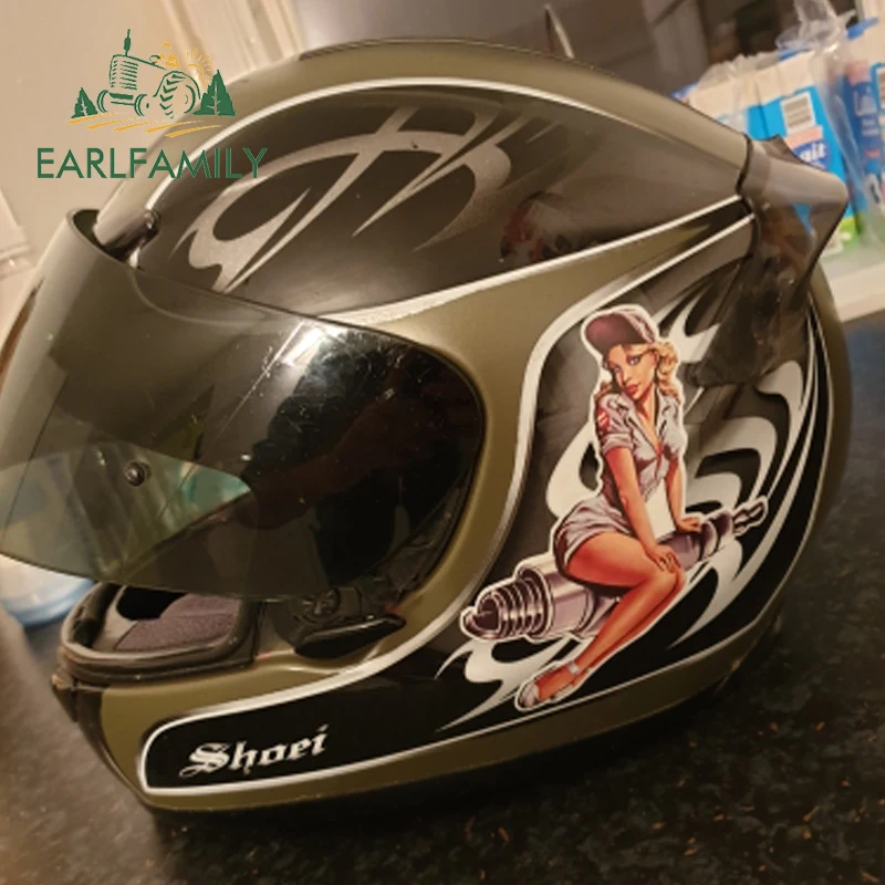 EARLFAMILY 13cm x 10cm Spark Plug Pin Up Girl Decal Sexy Cartoon Graphical Funny Car Stickers Motorcycle Car Decal Accessories
