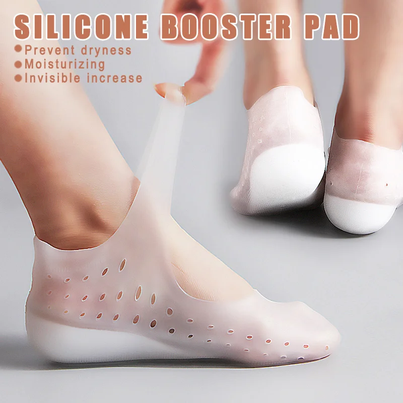 1 Pair Invisible Height Lift Heel Pad Sock Liners Increase Insole Silicone for Women Men Elastic Protection Heel Cushion Hidden