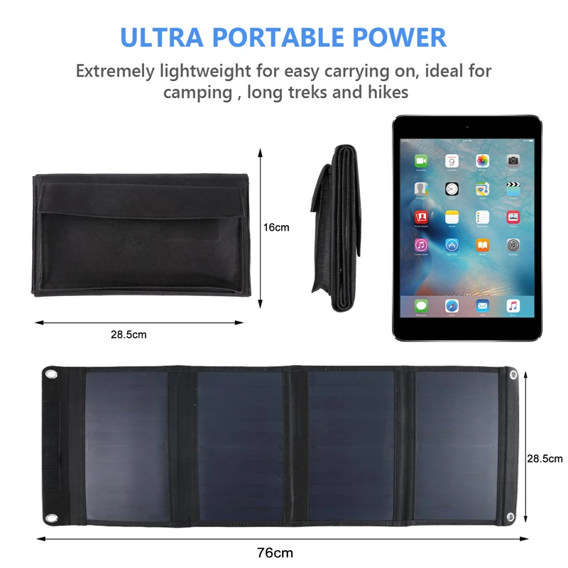 100W QC3.0 Fast Charge Solar Panels Portable Foldable Waterproof USB Type-C Solar Panel Charger Power Bank for Phone Battery