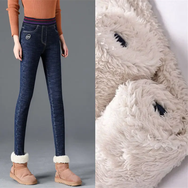 

Woman Jeans Pants High Waist Jeans Women Elastic Waist Winter Pencil Pants Women Pantalones Vaqueros Mujer