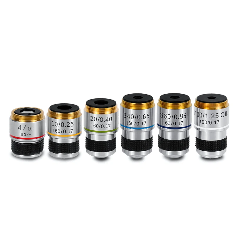 

185 Achromatic Biological Microscope Objective Lens 4X 10X 20X 40X 60X 100X 1PC