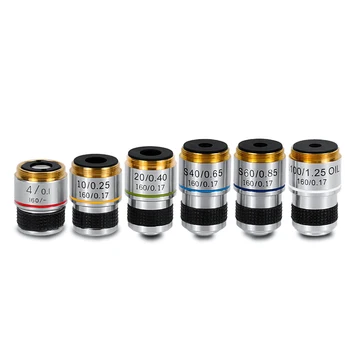 185 achromatic biological microscope objective Lens 4X 10X 20X 40X 60X 100X 1pc