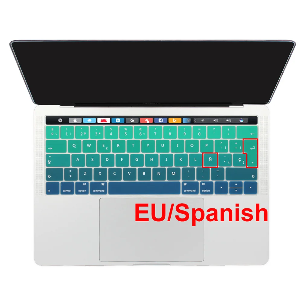 EU Layout สเปนแป้นพิมพ์สีสำหรับ2016/2017/2018 MacBook Pro Retina 13 "15" นิ้ว touch Bar/ID A1989 A1706