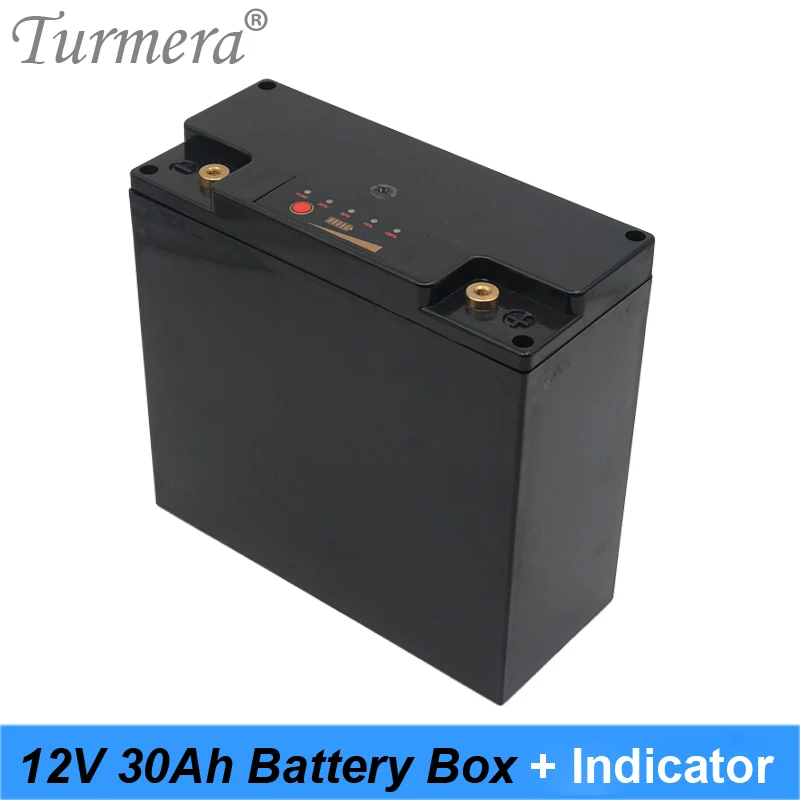 Turmera-caja de almacenamiento de batería con indicador de capacidad, 12V, 30Ah, 48 piezas, batería 18650 para fuente de alimentación incontinua de 12V