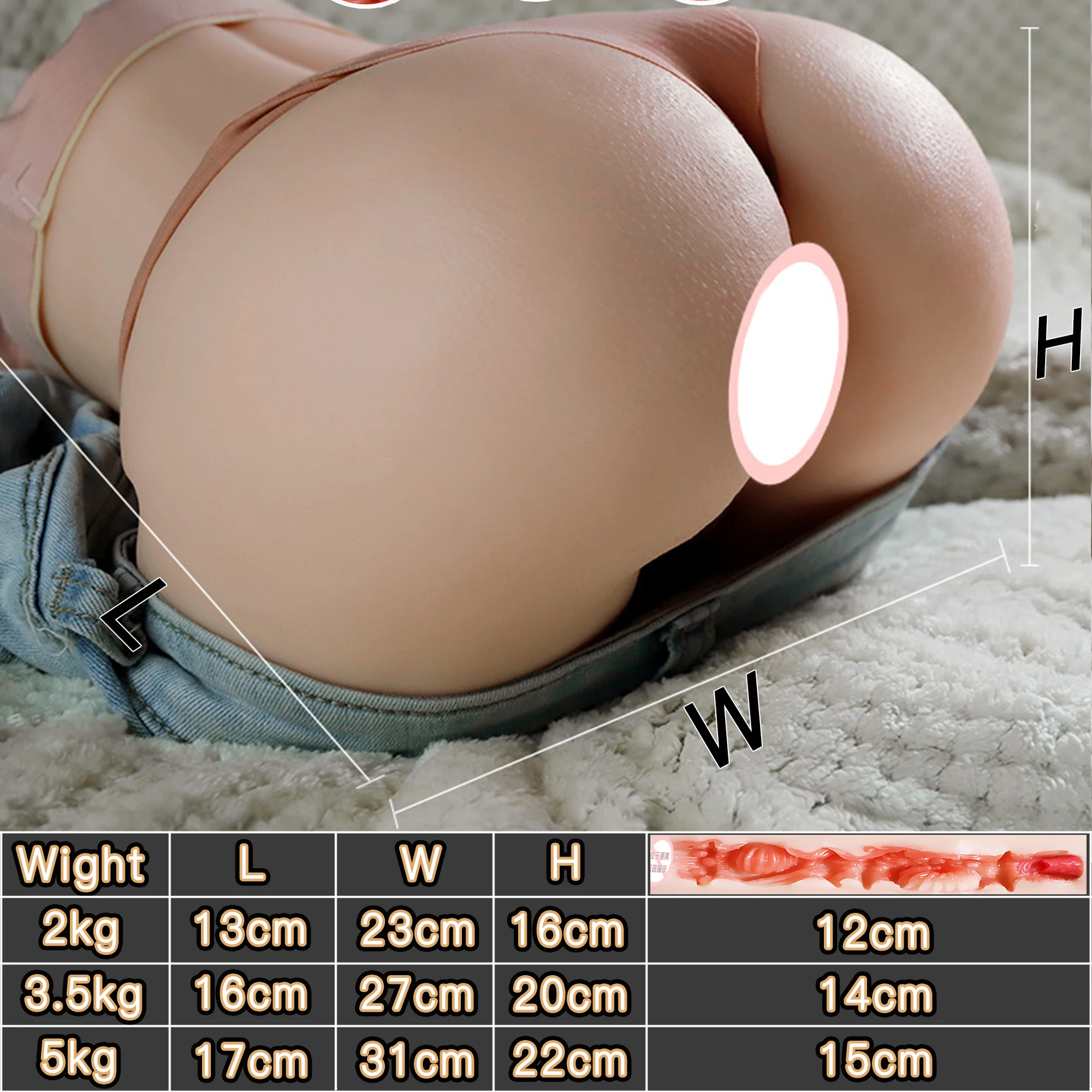 Real Skin Texture Sex Doll Male Masturbator Silicone Big Ass Artificial Vaginal Anal Pocket Pussy Sex 3D Realistic Pussy Ass