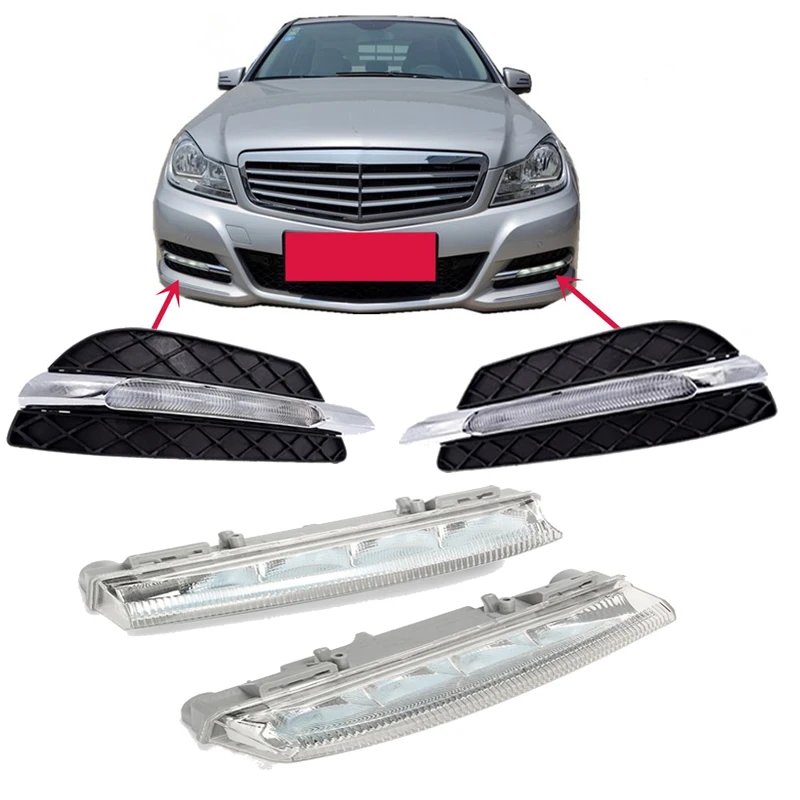 Samochodowe przednie światła LED DRL do jazdy dziennej Światło przeciwmgielne 12V Dla Mercedes-Benz W204 W212 C250 C280 C350 E350 A 2049068900   A 2049069000