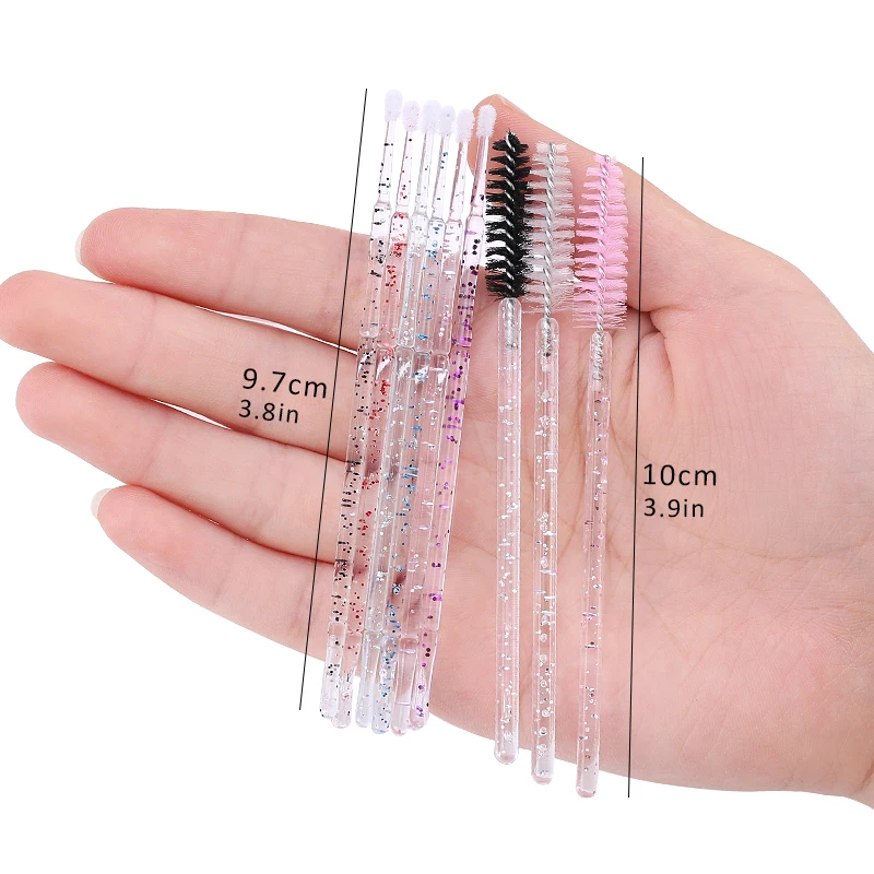 100pcs Eyelash Brushes Eyebrow Tools Crystal Microbrush For Eyelashes Mascara Wands Disposable Applicators Cosmetics Makeup Set