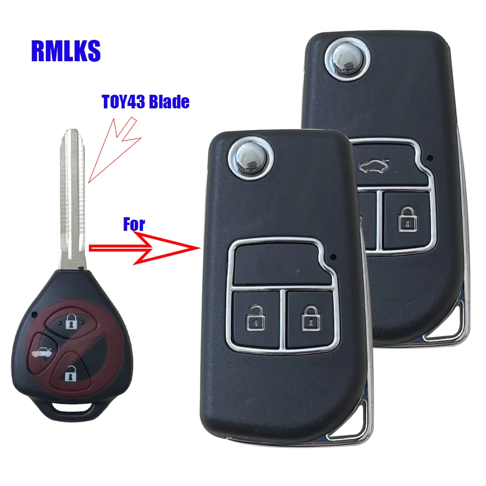 

New Style 2 3 Button Flip Folding Remote Key Case Shell Fit For Toyota Camry Corolla Reiz RAV4 Key Fob Cover Uncut TOY43 Blade