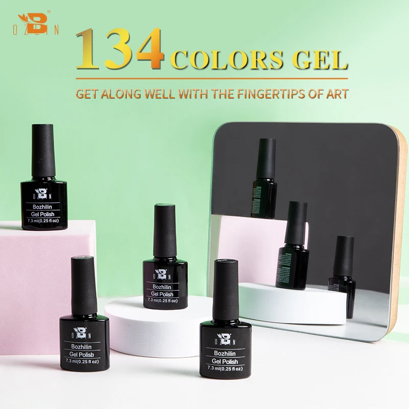 BOZLIN 7.3ML Color Gel Nail Polish Soak Off UV Gel 134 Colors Gel Polish Semi Permanent Varnishes Nails Art Tools Base Top Coat