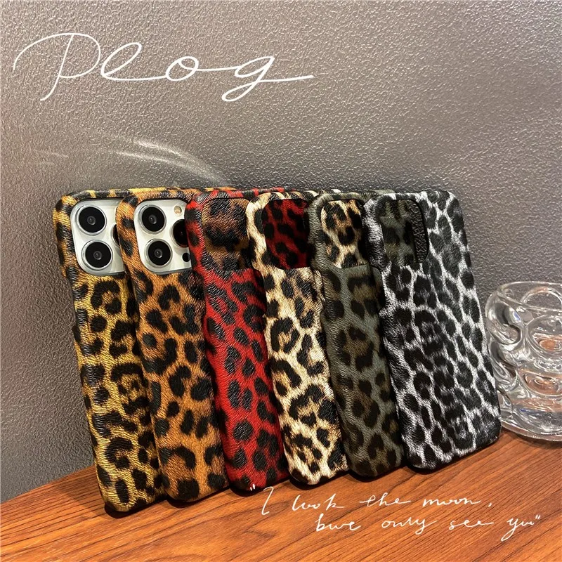 High-end Luxury Leopard Pattern animal pu Leather Couple Soft Case For Iphone 16 15 14 11 12 13 Pro Max Iphone Cover Fundas