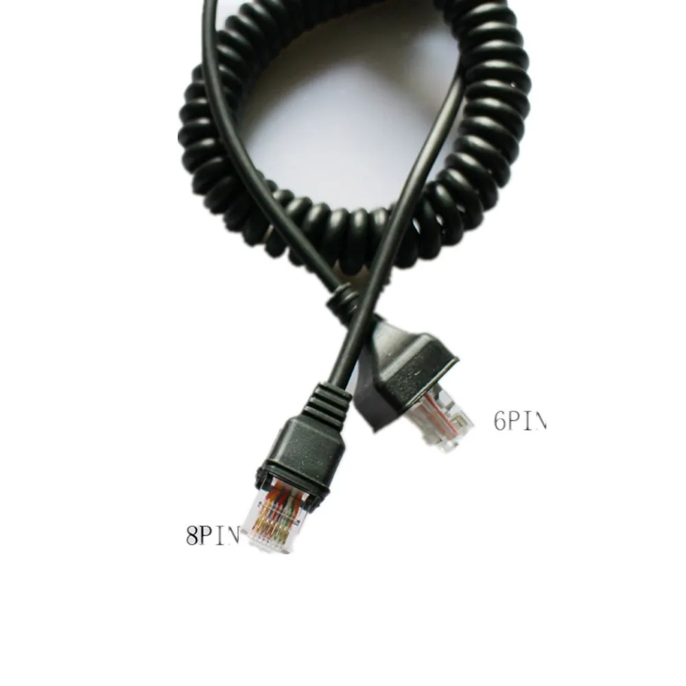 2pcs 6 Pin Microphone Coiled Cable Cord For Kenwood TM-471A TK-868 TK-868G TK-880 TK-830 TK-840 TK-841 TK-850 TK-852