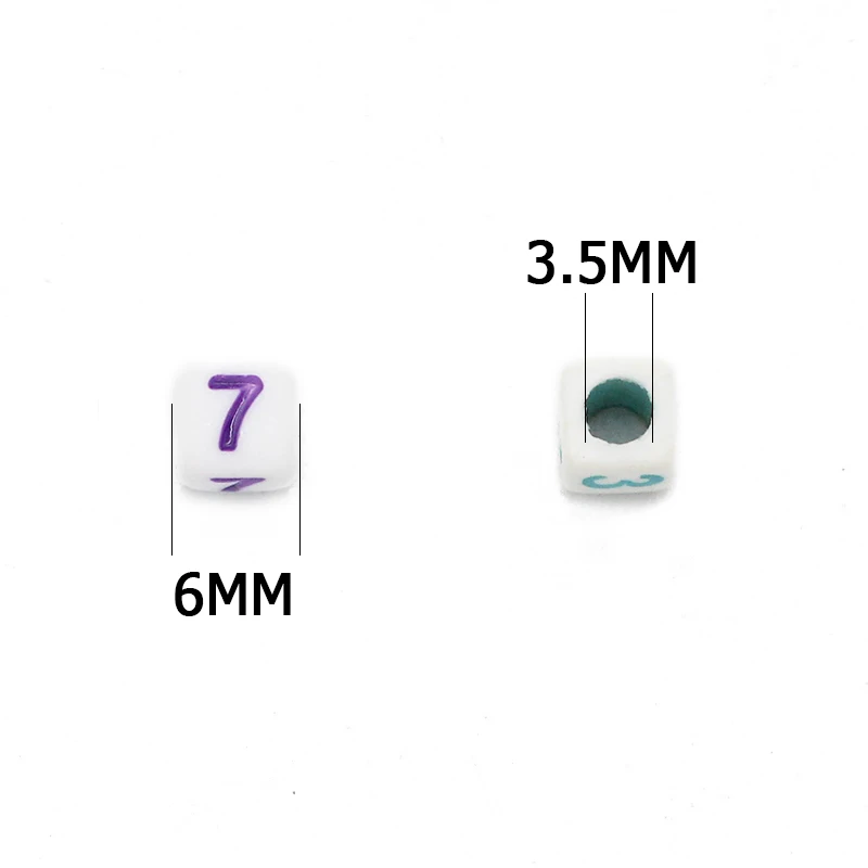 Numbers Acrylic Square Spacers Mixed Colour Digital Loose Beads 6MM For DIY Jewelry Making DIY Bracelet Necklace Accessories