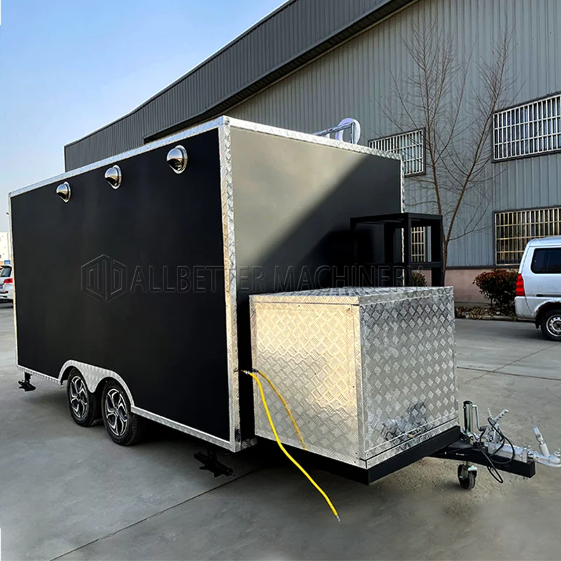 

Allbetter Vintage Design Outdoor Food Trailer Mobile Kitchen Hot Dog Cart Food Van Ice Cream Truck Square Food Cart
