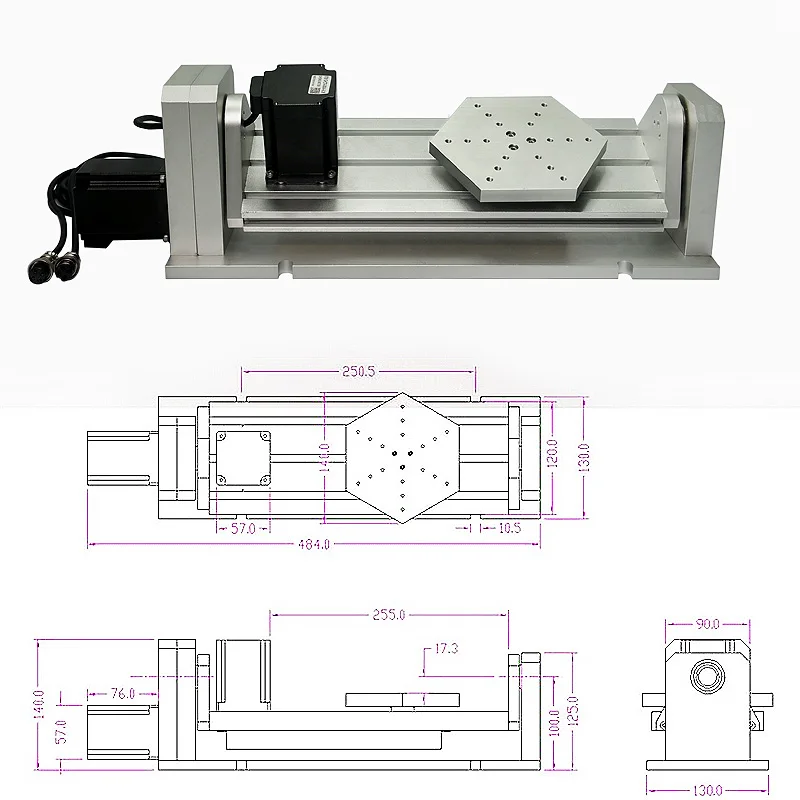 CNC Rotary Axis 4th 5th Axis for CNC Router A Axis Plate Type with Nema23 Stepper Motor Woodworking CNC Miling Engraving Machine