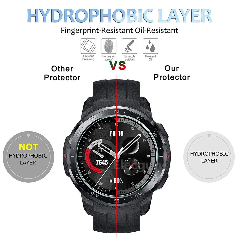 3 قطعة خفف زجاج عليه طبقة غشاء رقيقة ل الشرف ساعة GS برو Smartwatch كامل واقي للشاشة واضح المضادة للخدش مكافحة تتحطم طبقة رقيقة واقية