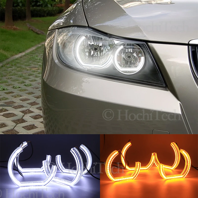 

For BMW E90 E91 saloon touring 2005 2006-2008 halogen headlight Crystal DTM Style LED Angel Eyes Light Turn Signal Ring