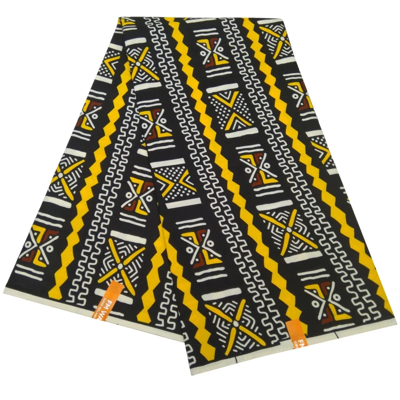 New African Nigeria Ankara Veritable Guarantee Real Wax Print Geometric patterns Fabric 6Yards\\set