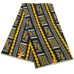 Tissu africain Nigeria Ankara à motifs géométriques, nouvelle garantie authentique, tissu imprimé en cire véritable, 6Yards