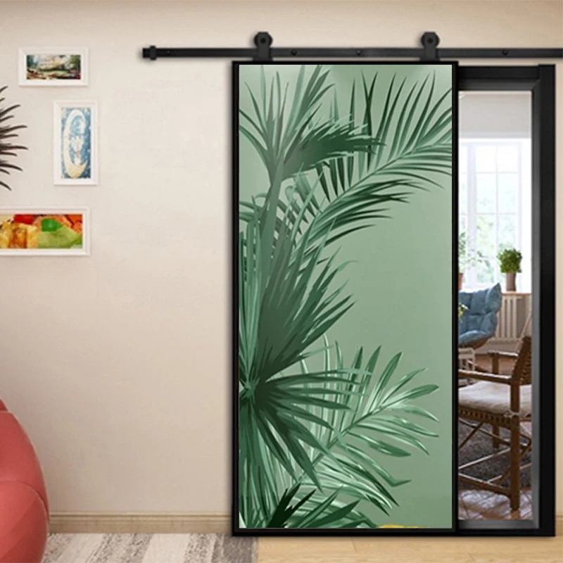 Autocollant de porte 3D feuilles plantes vertes modernes, décoration murale en PVC imperméable, pour chambre à coucher, salon, couloir, Photo murale auto-adhésive