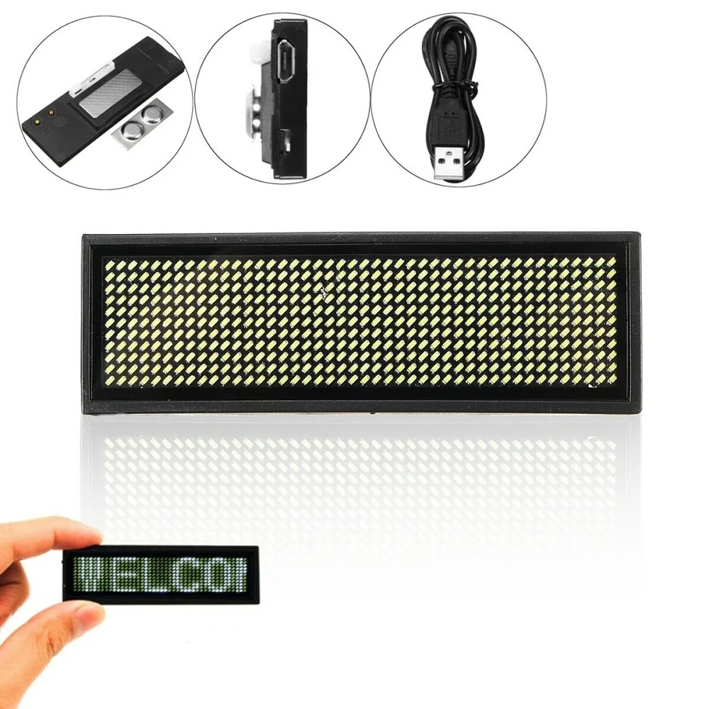 Mini LED Digital Display Rechargeable Programmable Name Badge Durable Scrolling Tag Sign 15  Scrolling Led Tag Sign Badge Module