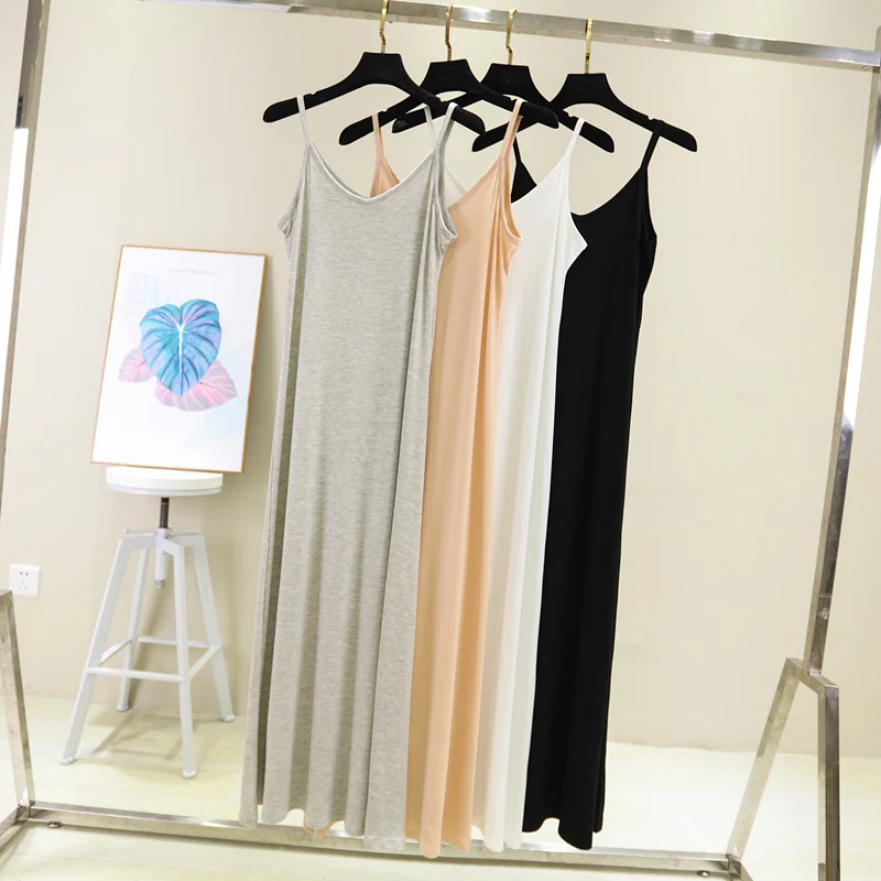 Vestido Camisero de Mujer para Primavera Verano 2026, Modal Casual Sexy, Camisola Elástica para Hogar y Playa, Escote Redondo, Vestido Sensual 3