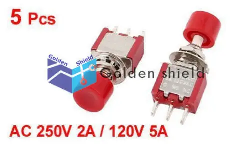 5Pcs NO/NC SPDT Momentary Push Button Switch AC 250V 2A / 120V 5A