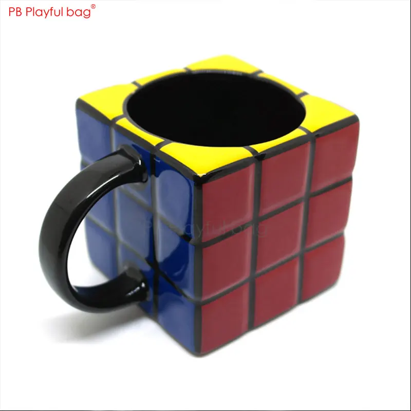 Playful bag 3D magic cube ceramic cup Magic square figure Mug Creative Bone china square cup Collectible Mug Funny oranment HG06