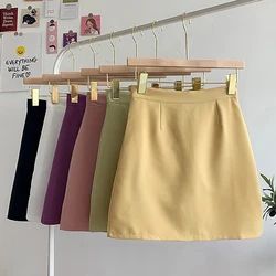 Streetwear High Waist Mini Skirts Women A-line Pencil Skirts Mujer Elegant Solid Bodycon Skirts Elegant Skirts jupe femme