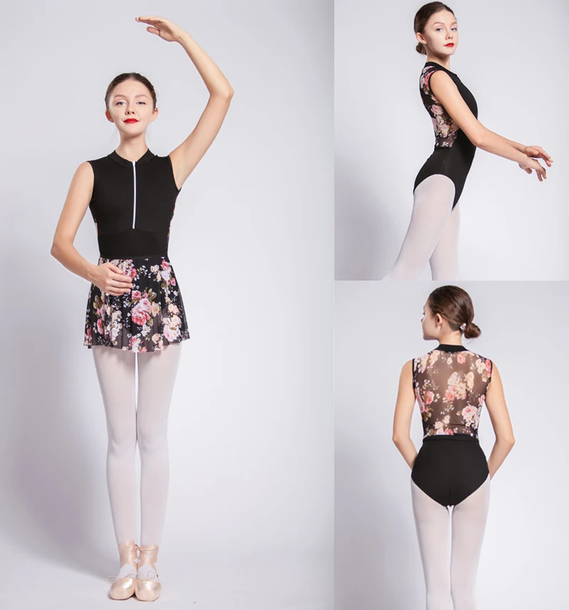 Ballet Dance Leotards Women 2024 New High Quality Lace Zipper Gymnastics Dancing Wear Skirt Adult High Collar Ballet Leotard