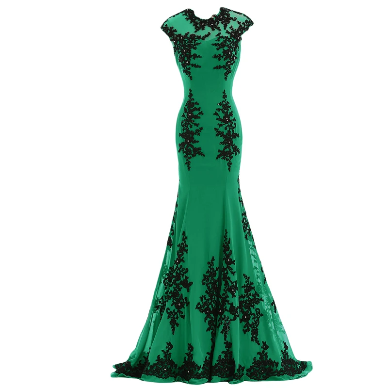 

2023 vestido de noiva Emerald Green Arabic Style Evening gown Mermaid Black lace Applique Sample mother of the bride dresses