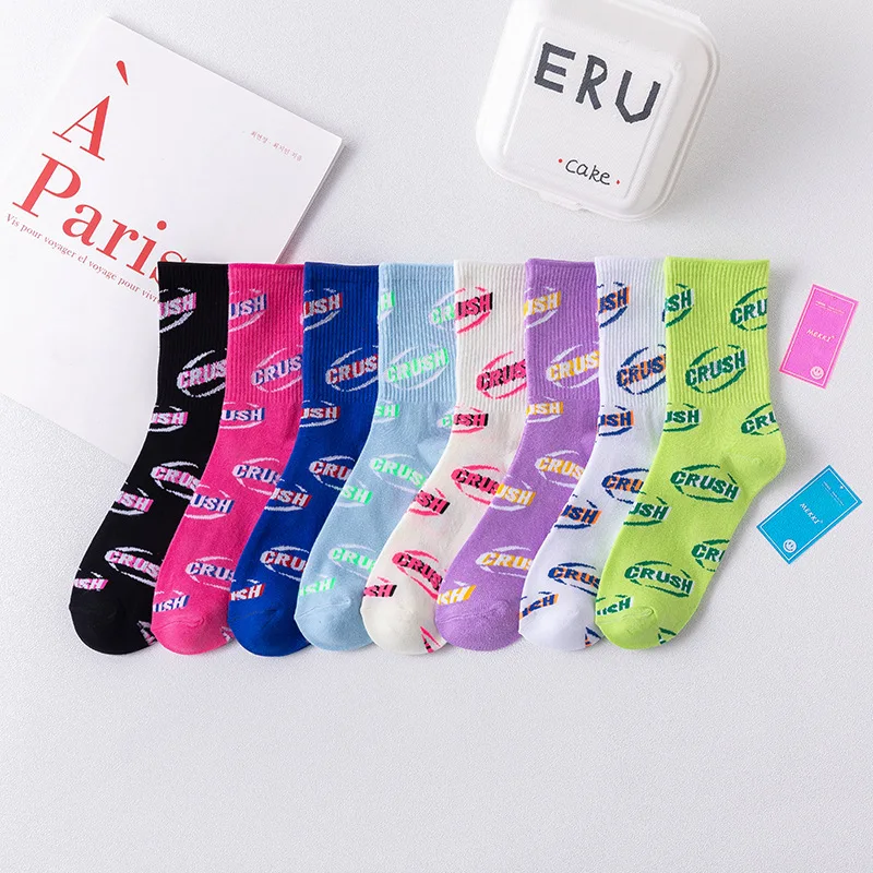 Japan Harajuku stil bunte persönlichkeit frau socken leuchtstoff farbe street fashion hip-hop skateboard glücklich mädchen socken