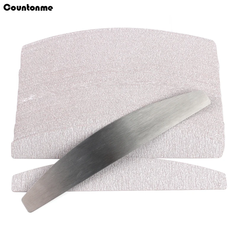 100 sztuk wymienny papier ścierny pilnik do paznokci z metalowym uchwytem zdejmowany bufor 100/180 dwustronne paski Manicure pilniki do paznokci