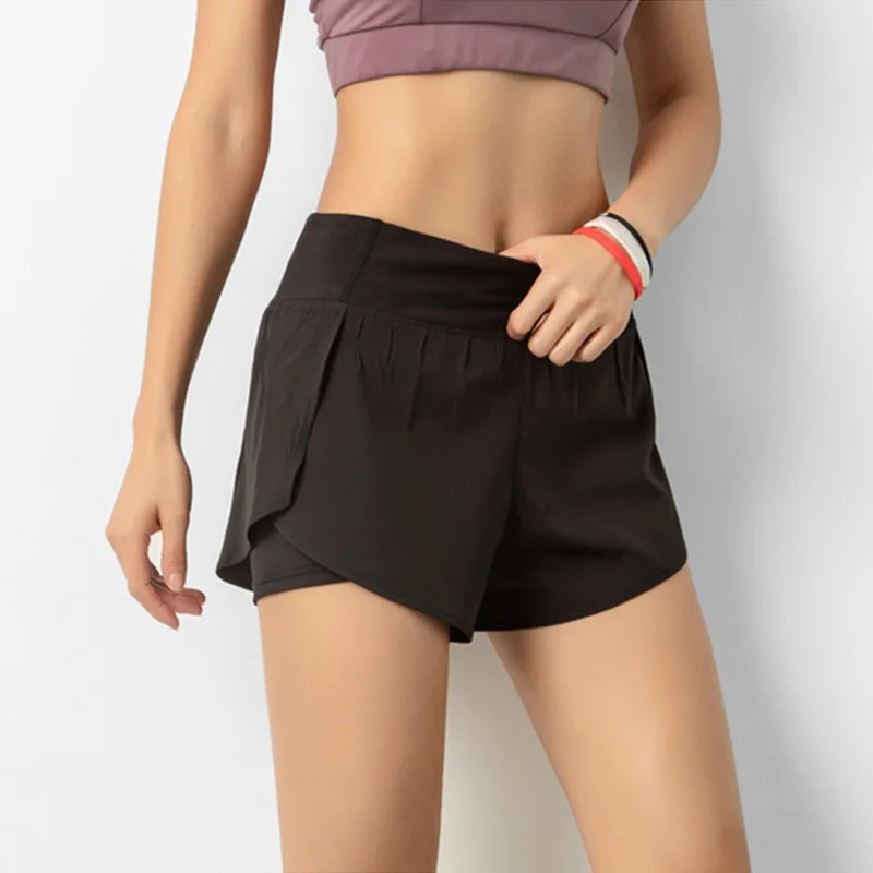 Pantalones cortos deportivos de alta elasticidad para mujer, Shorts de secado rápido de doble capa con bolsillo, gran oferta, verano, 2020