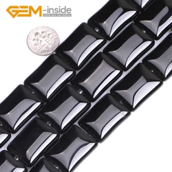 Natural Rectangle Black Agates Smooth Faceted Surface Natural Beads For Jewelry Making Selectable Size Strand 15'' DIY Wholesale