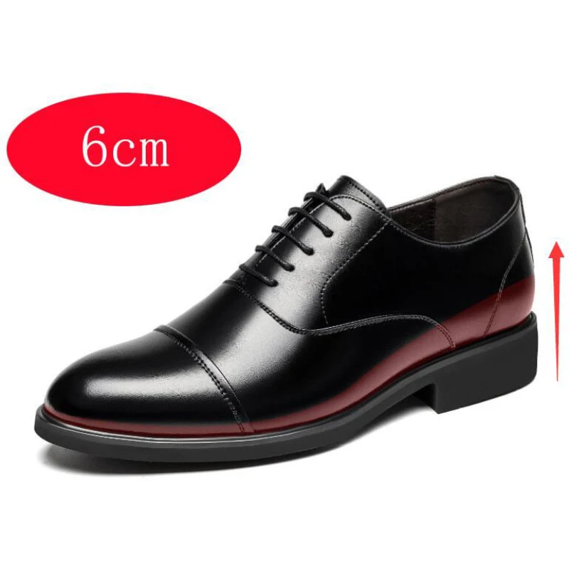 

Height Elevator Men Leather Dress Shoes 6CM Man Wedding Oxford Black Mens Lifted Sneaker Four Seasons