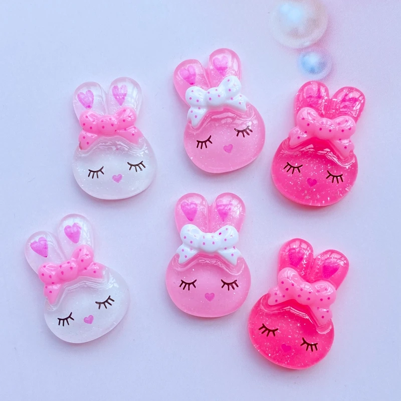 20Pcs Mini Cute Rabbit Flat Back Resin Art Supply Decoration Charm Craft Hair Bow Accessories H82