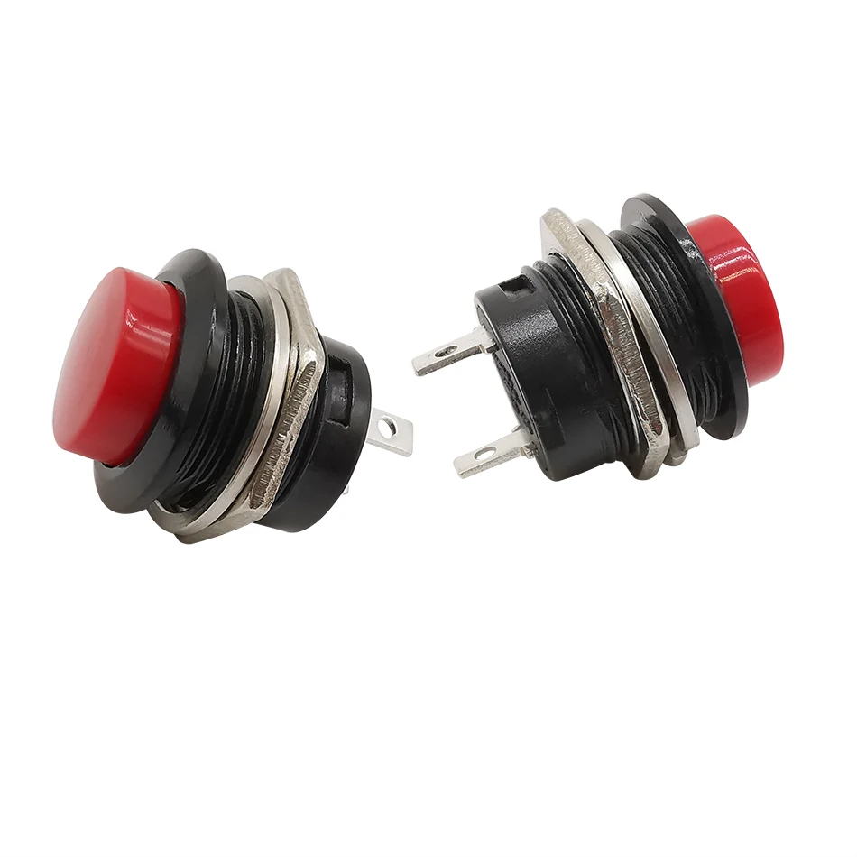 Interrupteur à bouton-poussoir momentané à réinitialisation automatique, rond, rouge, noir, blanc, jaune, vert, bleu, 16MM, 6A/125VAC, 3A/250VAC, 10 pièces, R13-507