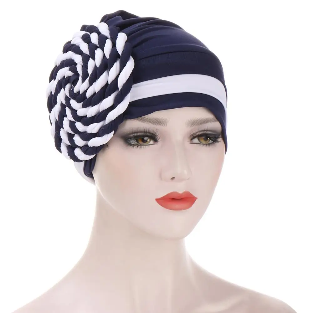 

2020 two-color trendy India turban bonnet arab wrap head scarf ready to wear hijab hat muslim headdress woman Inner hijab caps