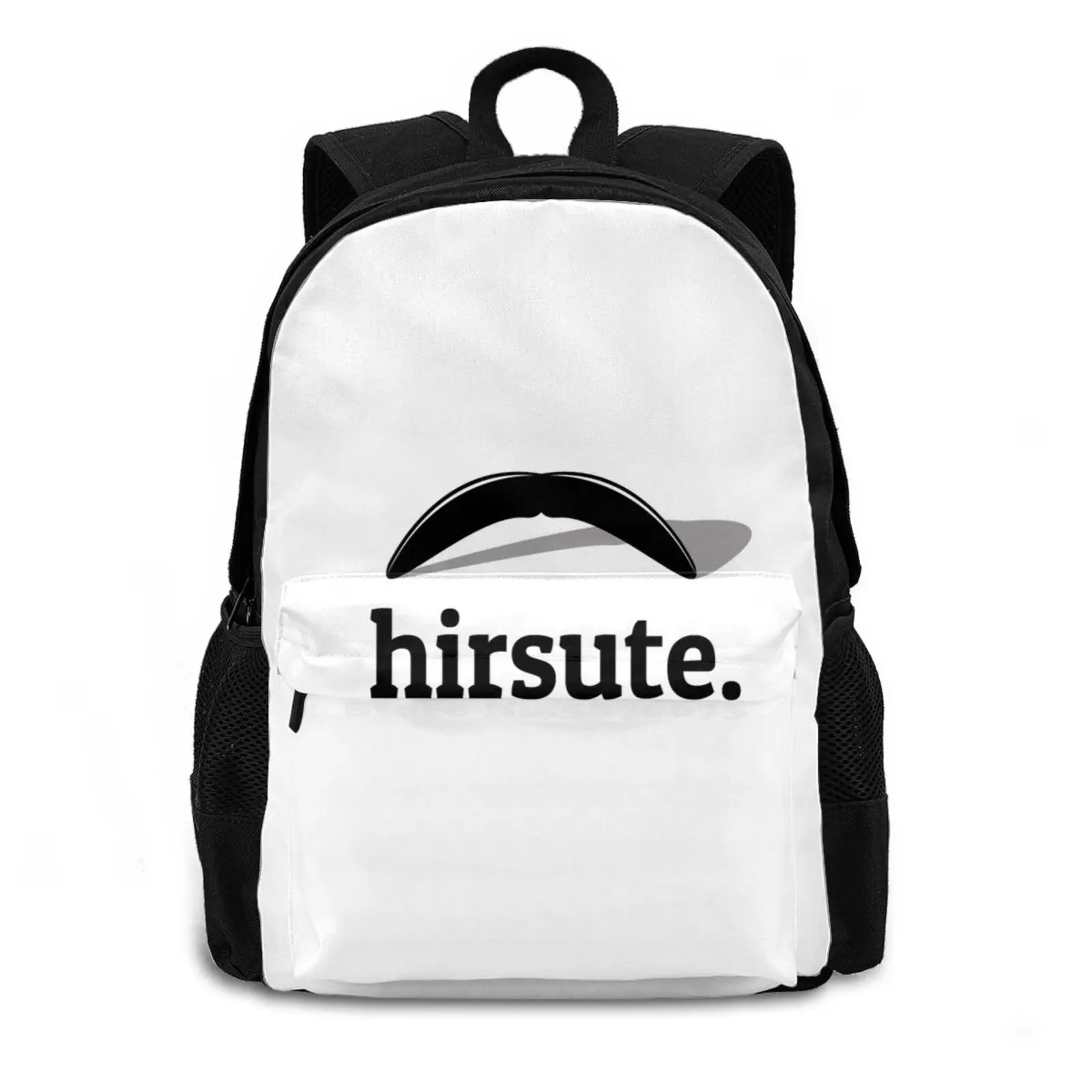 Hirsute-Hairy Moustache & Beard Funny Design Pattern Design Bag Student'S Backpack Moustache Hairy Man Hairy Men Facial Hair