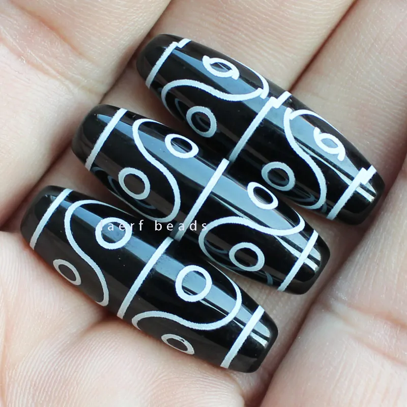 10x30mm Black DZI beads Tibet agate stone Oval Shape loose Beads 1pcs