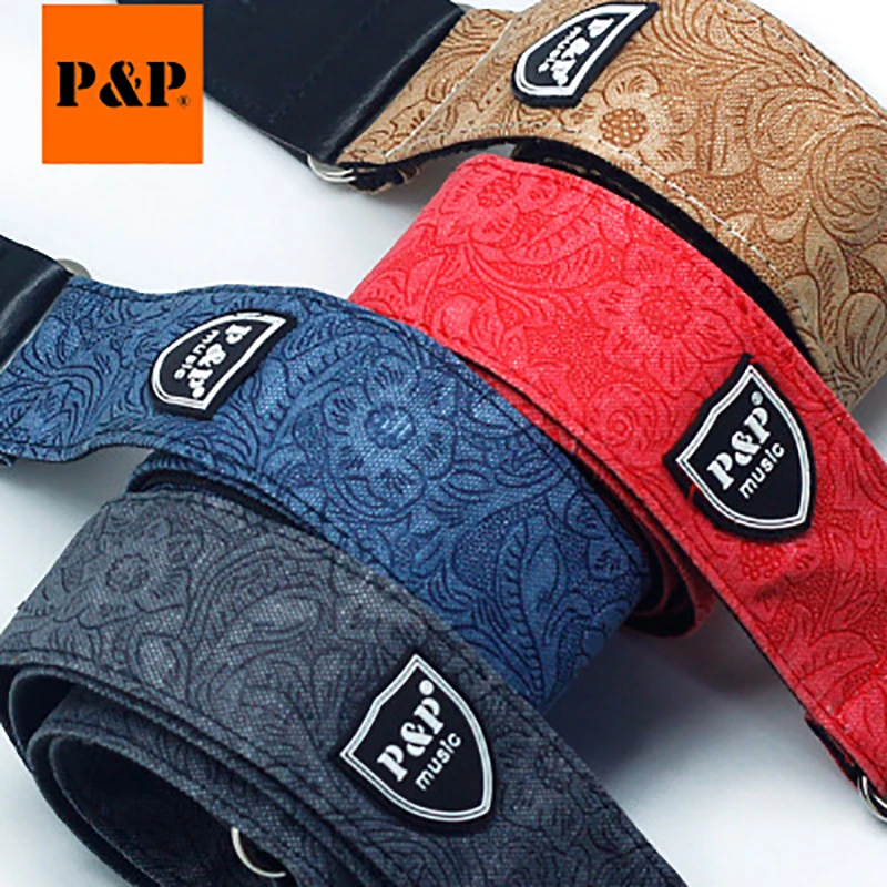 PP guitar strap retro guitar strap denim cotton bakelite universal guitar strap folk guitar strap