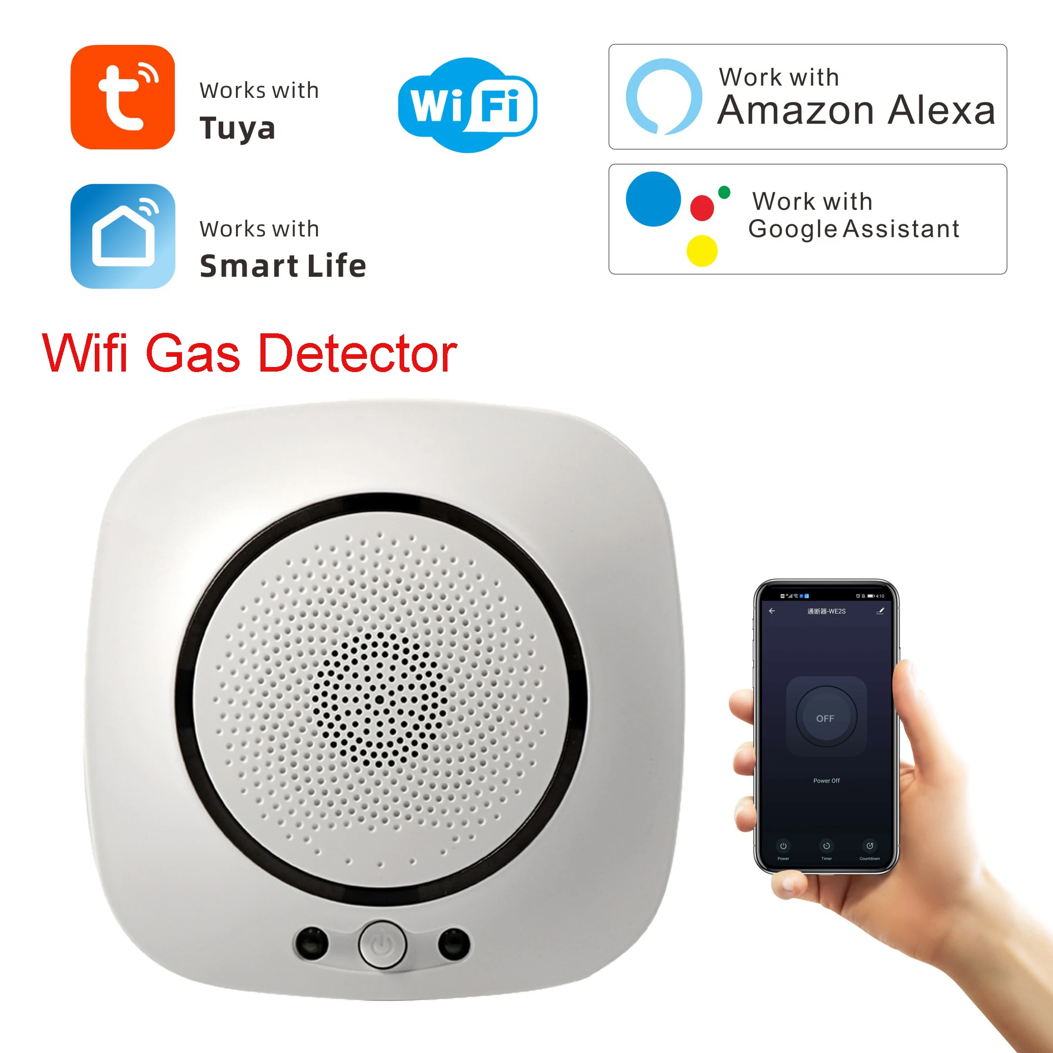 

Tuya Smart Life Gas Detector Wireless Kitchen LPG Natural Gas Leak Sensor Smartlife APP Control Work With Alexa Google Assistant