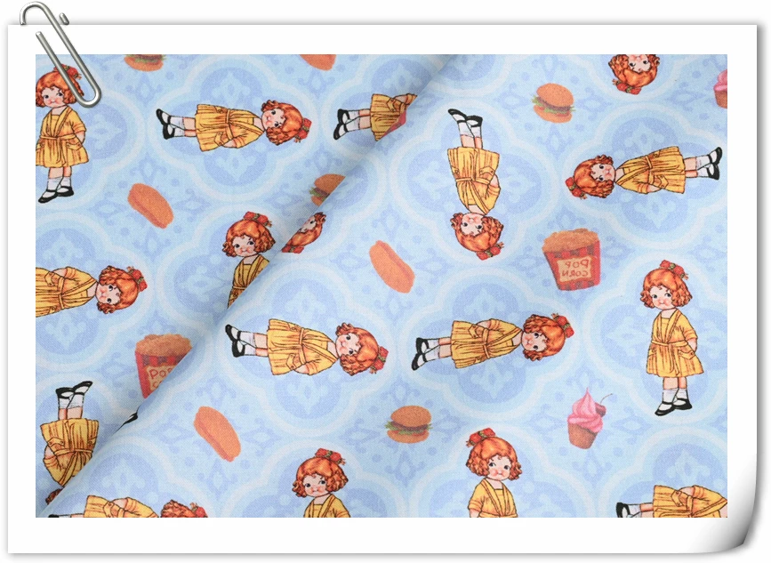 50x110cm Cartoon tomato doll vintage girl Print Cotton Fabric Sewing Quilting Cloth Patchwork Needlework Handmade DIY Material