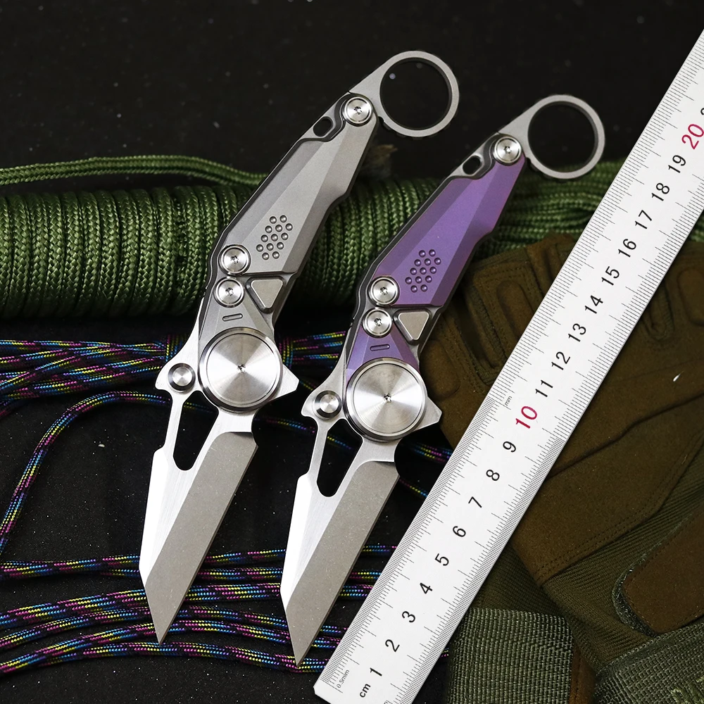 M390 Blade Mechanical Titanium Alloy Handle Folding Outdoor Camping Sharp EDC Self-defense Survival Tool Knife