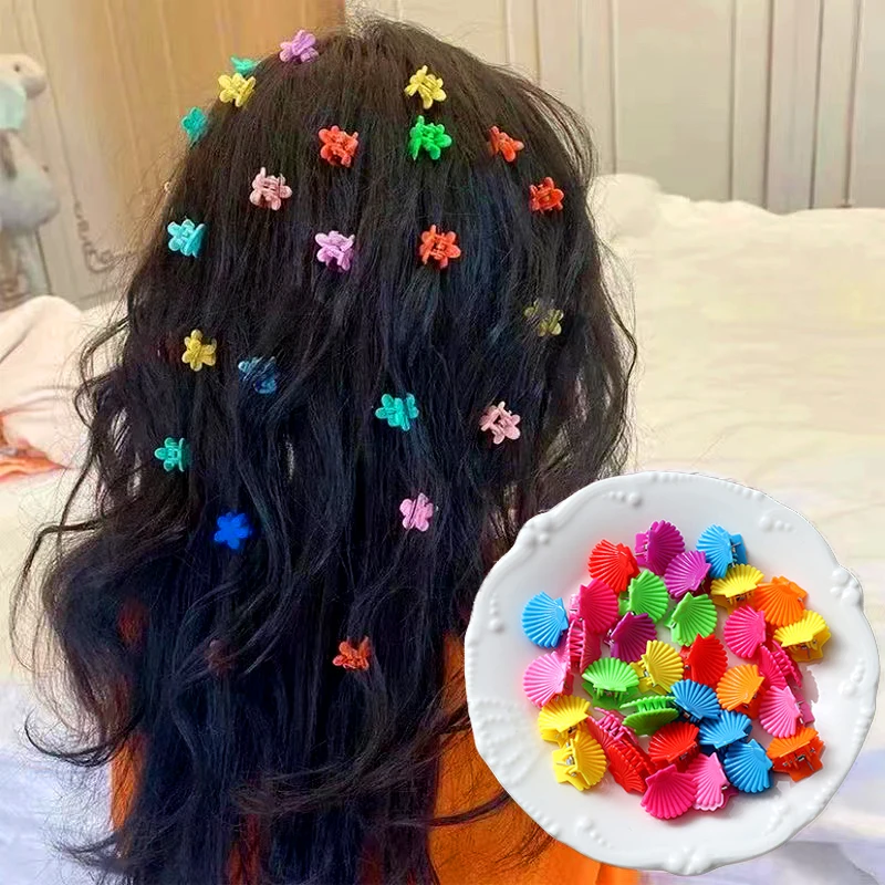 20Pcs Small Hairpins Girls Cute Hair Claws Butterfly Shells Shape Hair Clips Hair Accessories Kids Candy Color Sweet Headwear