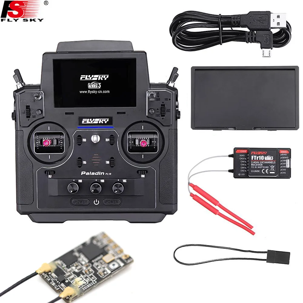 Flysky FS-PL18 Paladin 18CH 2.4G Radio Transmitter with FS-FTr10 FS-FTr16S Receiver for RC FPV  Airplane Fixed Wing Racing Drone