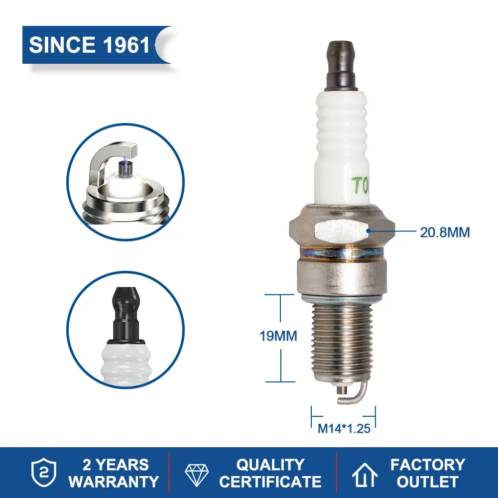 New Torch Spark Plug 131-047 Compatible with Champion N9YC, Candle BP6ES, Torch F6TC